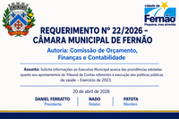 📢 Câmara Municipal de Fernão aprovou por unanimidade, durante a 6ª Sessão Ordinária , o Requerimento nº 21/2026, de autoria da Comissão de Orçamento, Finanças e Contabilidade