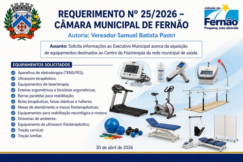 Requerimento busca melhorias para o Centro de Fisioterapia de Fernão