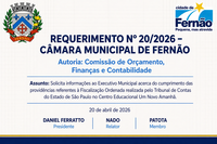 📢 Requerimento nº 20/2026, de autoria da Comissão de Orçamento, Finanças e Contabilidade